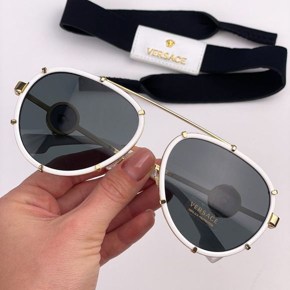 VERSACE VE2232 147187 Sunglasses White Gold Pilot Unisex
